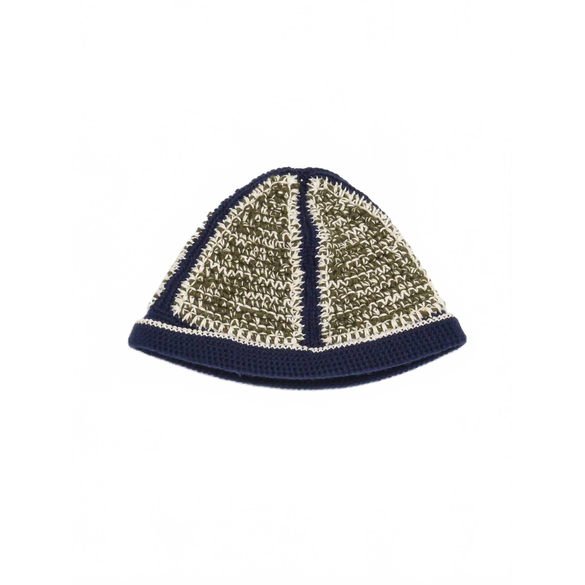New Nicholas Daley Hand-Crocheted Bucket Hat In Navy/Ecru/Olive